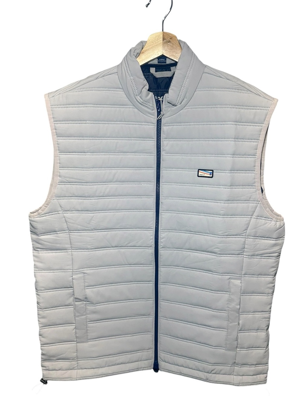 Johnnie O Hatteras Quilted Vest Mens  Quarry Gray Lightweight Golf Logo Sz L